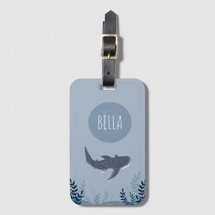 Vuxna blåa under Sea Whale Shark Monogram Bagagebricka