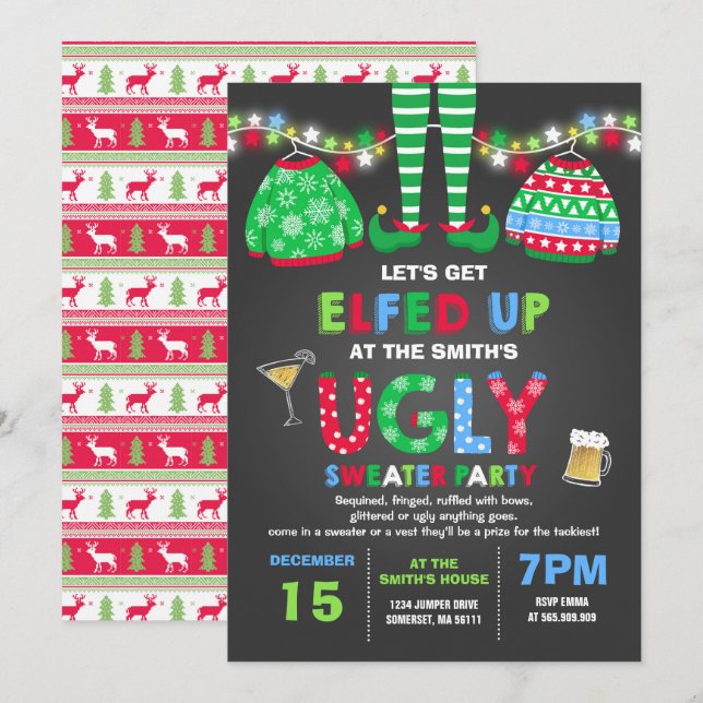 Vuxna festers inbjudan Jul - uppåt (Fram/baksida)