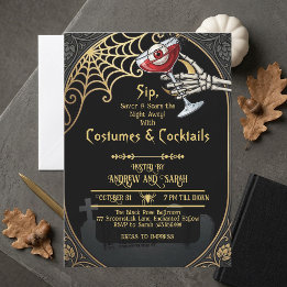 Vuxna Halloween-kostymer & Cocktail Art Nouveau Inbjudningar