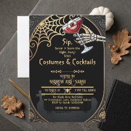 Vuxna Halloween-kostymer & Cocktail Art Nouveau Inbjudningar