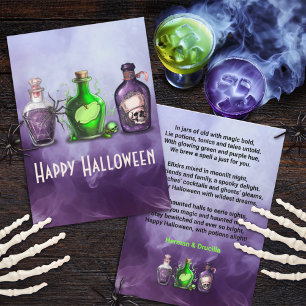 Vuxna Halloweenöl och Bus-drickande Cocktailparty Julkort