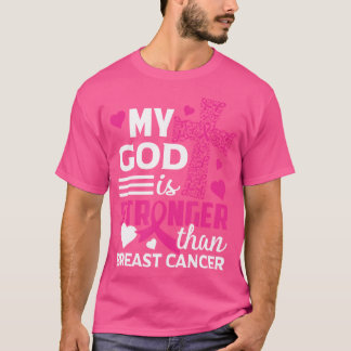 Vuxna min Gud är starkare än bröstcancer Medveten T Shirt