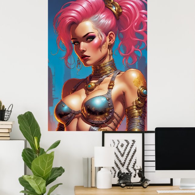 Vuxna Rosa Hair Poster (Hemmakontoret)