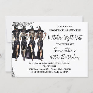 Vuxnas födelsedag Halloween Häxor Natt Ut Fest Inbjudningar