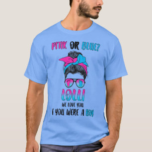 Vuxnas rosa eller blå lolli gender visar party t shirt