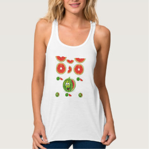 Vuxnas vattenmelonskjorta tanktop linne med racerback