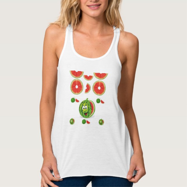 Vuxnas vattenmelonskjorta tanktop linne med racerback  (Framsida)