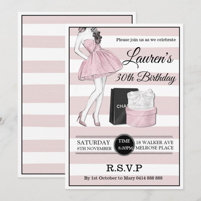 Vuxnor 30:e 40:e Födelsedagsfesten champagne Inbjudningar (Fram/baksida)