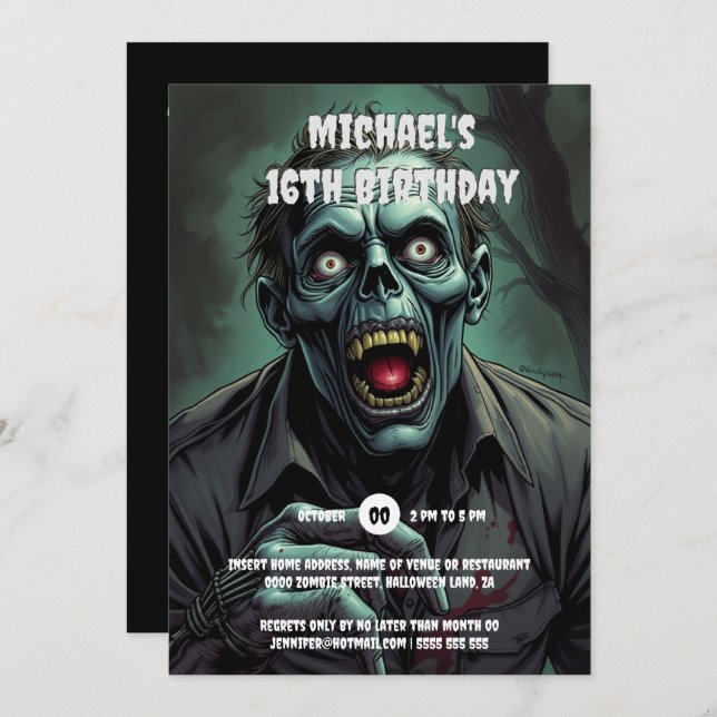 Vuxnor för pooki av getutiska vampyrer inbjudningar (Fram/baksida)