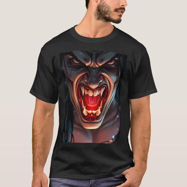 Vuxnor halloween costume vampyr man fangtänder t shirt (Framsida)