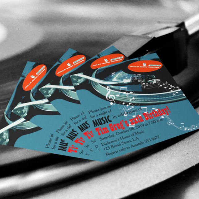 Vuxnor Musiktematerad Födelsedagsfest Inbjudningar (Skapare uppladdad)