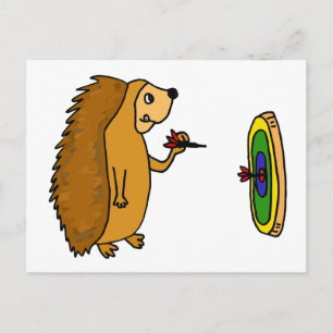 VV- Funny Hedgehog Throwing Darts Tecknad Vykort