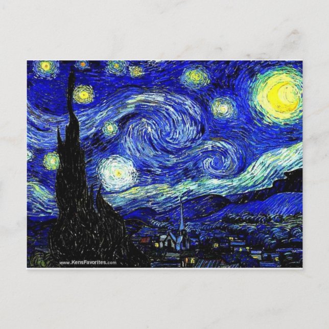 vVan Gogh Starry Night Fine Art Vykort (Framsida)