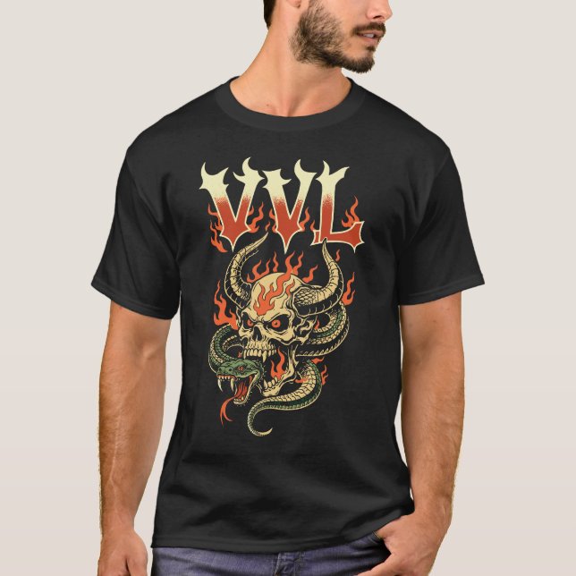 VVL Inferno Skull T Shirt (Framsida)