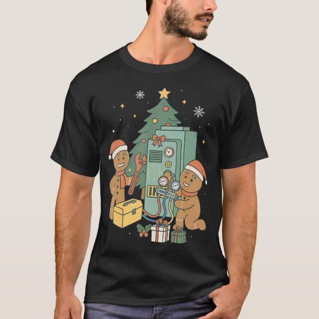 VVS-gingerbread jultekniker konstruktion T Shirt (Framsida)