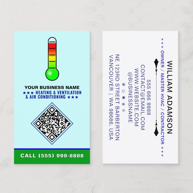 VVS-logotyp & QR-kod | Uppvärmning & Luftkondition Visitkort (qrcode Professional HVAC logo, QR code business cards, Heating and cooling branding)
