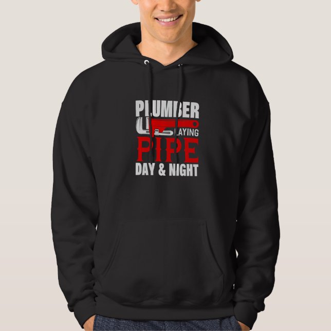 VVS-Monterare Lägger Rör Dag Och Natt VVS VVS-Inst Hoodie (Framsida)