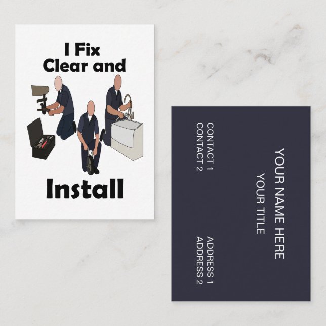 VVS-montör Jag Fixar Rensar Installerar VVS Servic Visitkort (Fram/baksida)