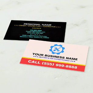 VVS Värme Luftkonditionering Logo Biz Svart Röd Visitkort