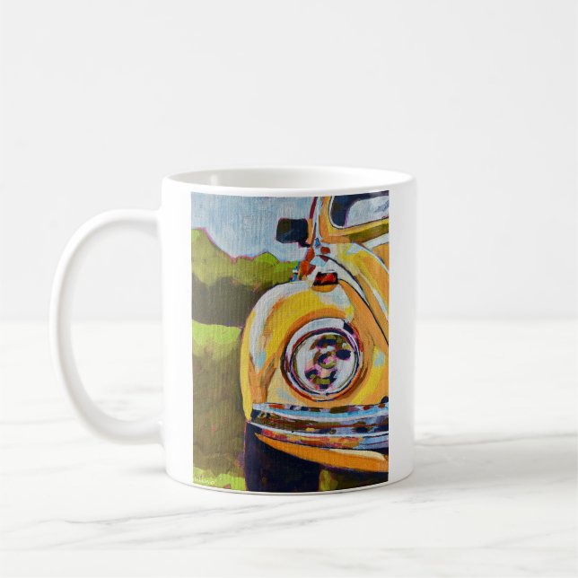 VW Bug Painting - Gift for VW Bug Lovers Kaffemugg (Vänster)
