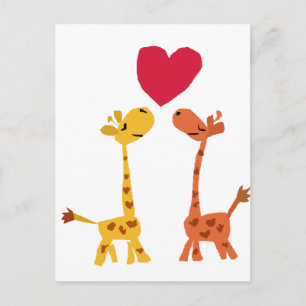 VW- Funny Giraffe Kärlek Tecknad Vykort