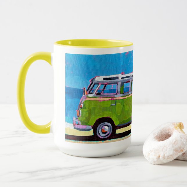 VW Van Painting - Gift for VW Lovers Mugg (Med munk)