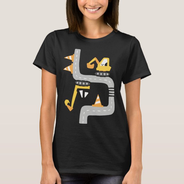 VXLS Construction Truck Excavator Concrete Mixer D T Shirt (Framsida)
