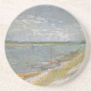 Vy av en flod med roddbåtar av Vincent van Gogh Underlägg Sandsten