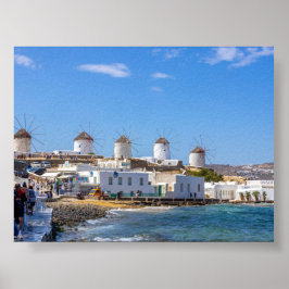 Vy av Mykonos Grekland Poster