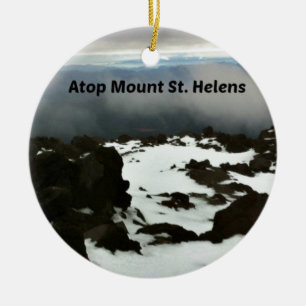 Vy från översta Mt. St. Helens Julgransprydnad Keramik