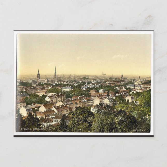 Vy från söder, Mulhausen, Alsace Lorraine, Germa Vykort (Framsida)