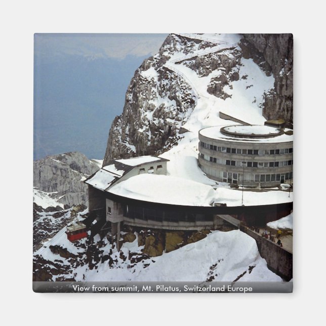 Vy från toppmötet, Mt Pilatus, Schweiz, Europa Magnet (Framsidan)
