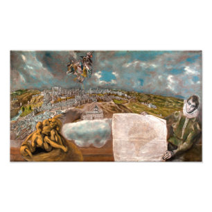 Vy och plan över Toledo El Greco Fototryck