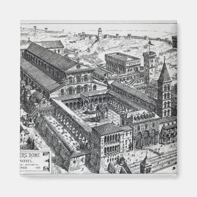 Vy of Old St.Peter's, Rom, 1891 Magnet (Framsidan)
