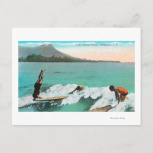 Vy of Surfers Board Riding, One Take a a Vykort