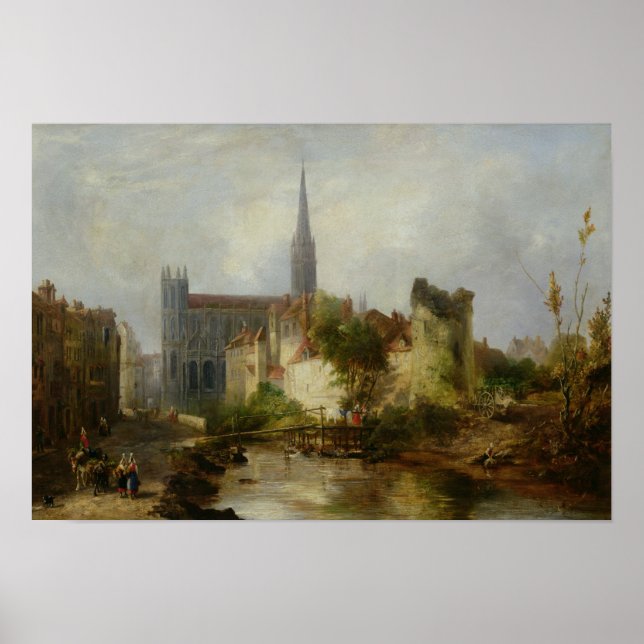 Vy of the Church of St. Peter, Caen, 1841 Poster (Framsidan)