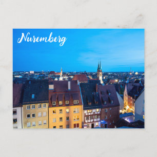 Vy om Nürnberg-staden på natten Vykort