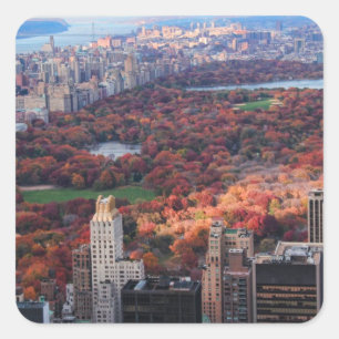 Vy ovanifrån: Hösten i Central Park 01 Fyrkantigt Klistermärke