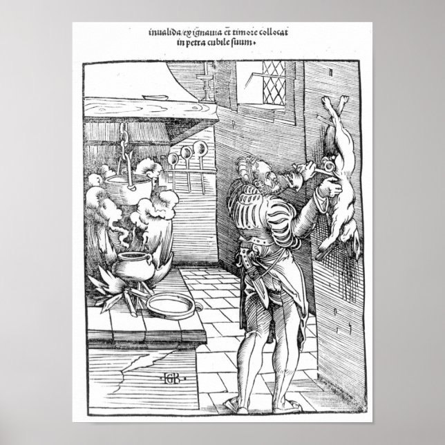 Vy över 1600-talets kök med kock poster (Framsidan)