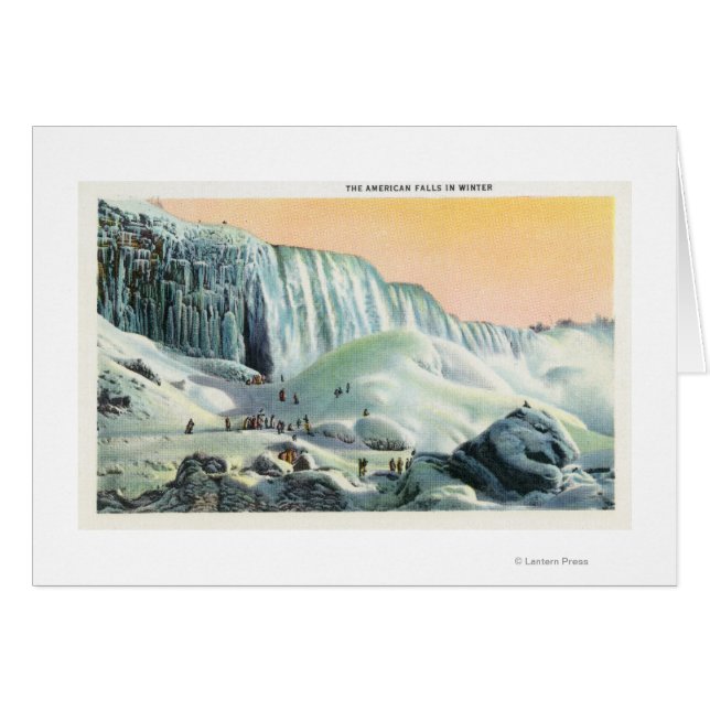 Vy över amerikanska fall i vinter nr 2 hälsningskort (Framsidan Horizontal)