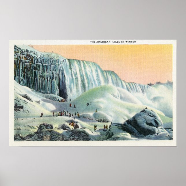 Vy över amerikanska fall i vinter nr 2 poster (Framsidan)
