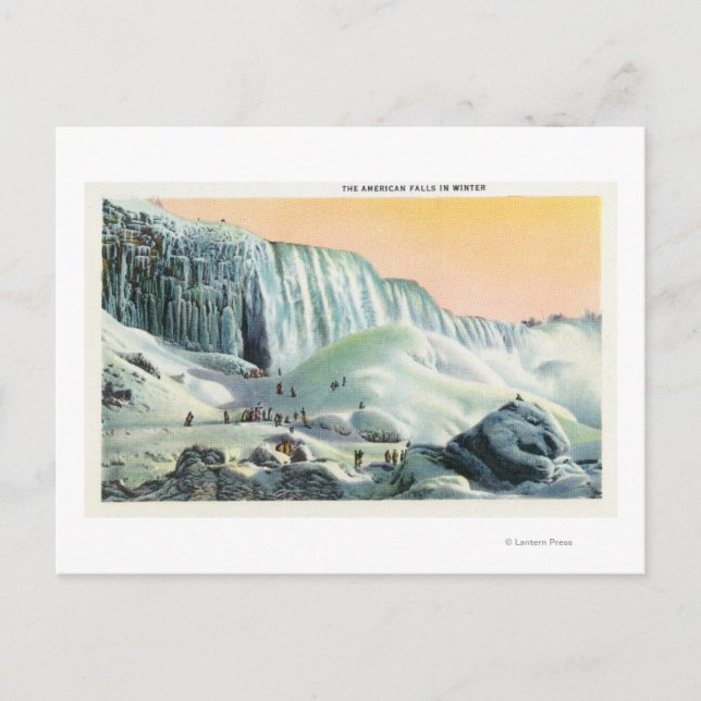 Vy över amerikanska fall i vinter nr 2 vykort (Framsida)