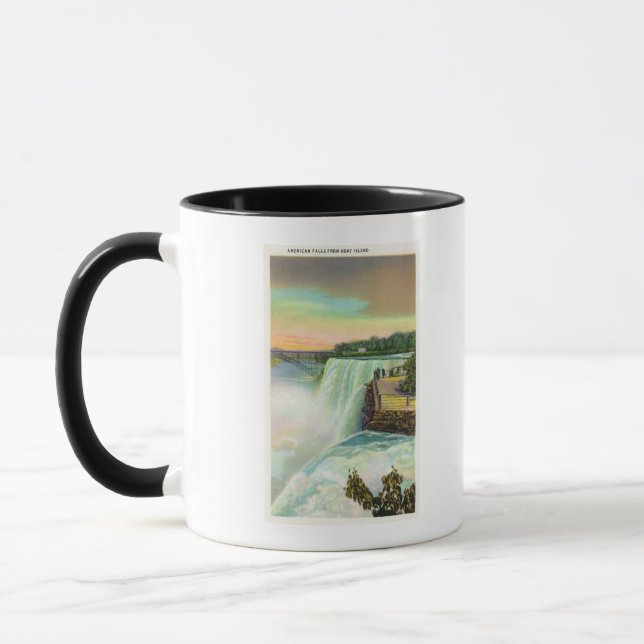 Vy över amerikanska Falls från Goat Island Mugg (Vänster)