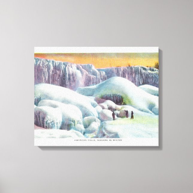 Vy över amerikanska Falls på vinter Canvastryck (Framsida)