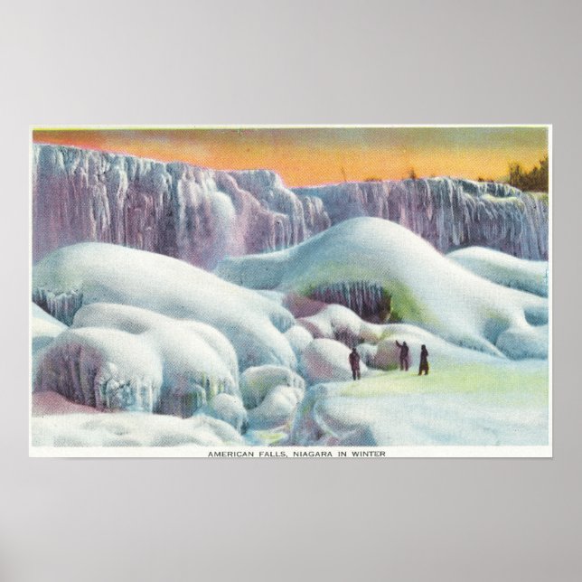 Vy över amerikanska Falls på vinter Poster (Framsidan)