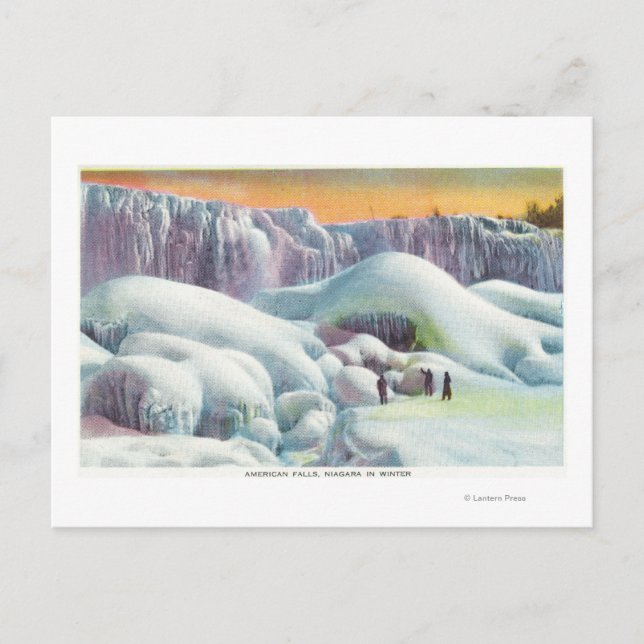 Vy över amerikanska Falls på vinter Vykort (Framsida)
