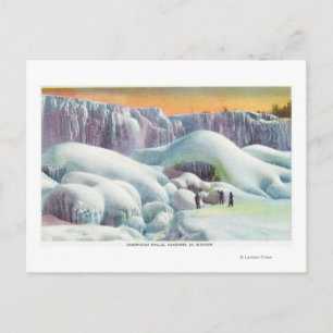 Vy över amerikanska Falls på vinter Vykort
