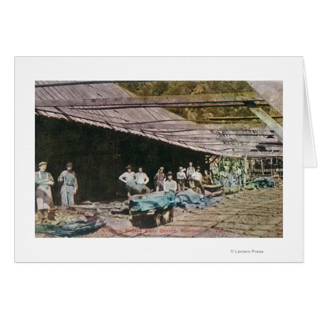 Vy över arbetare vid Eureka Slate Quarry Hälsningskort (Framsidan Horizontal)