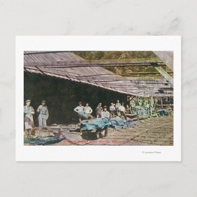 Vy över arbetare vid Eureka Slate Quarry Vykort (Framsida)