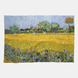 Vy över Arles med Irises Vincent van Gogh-färg Kökshandduk
